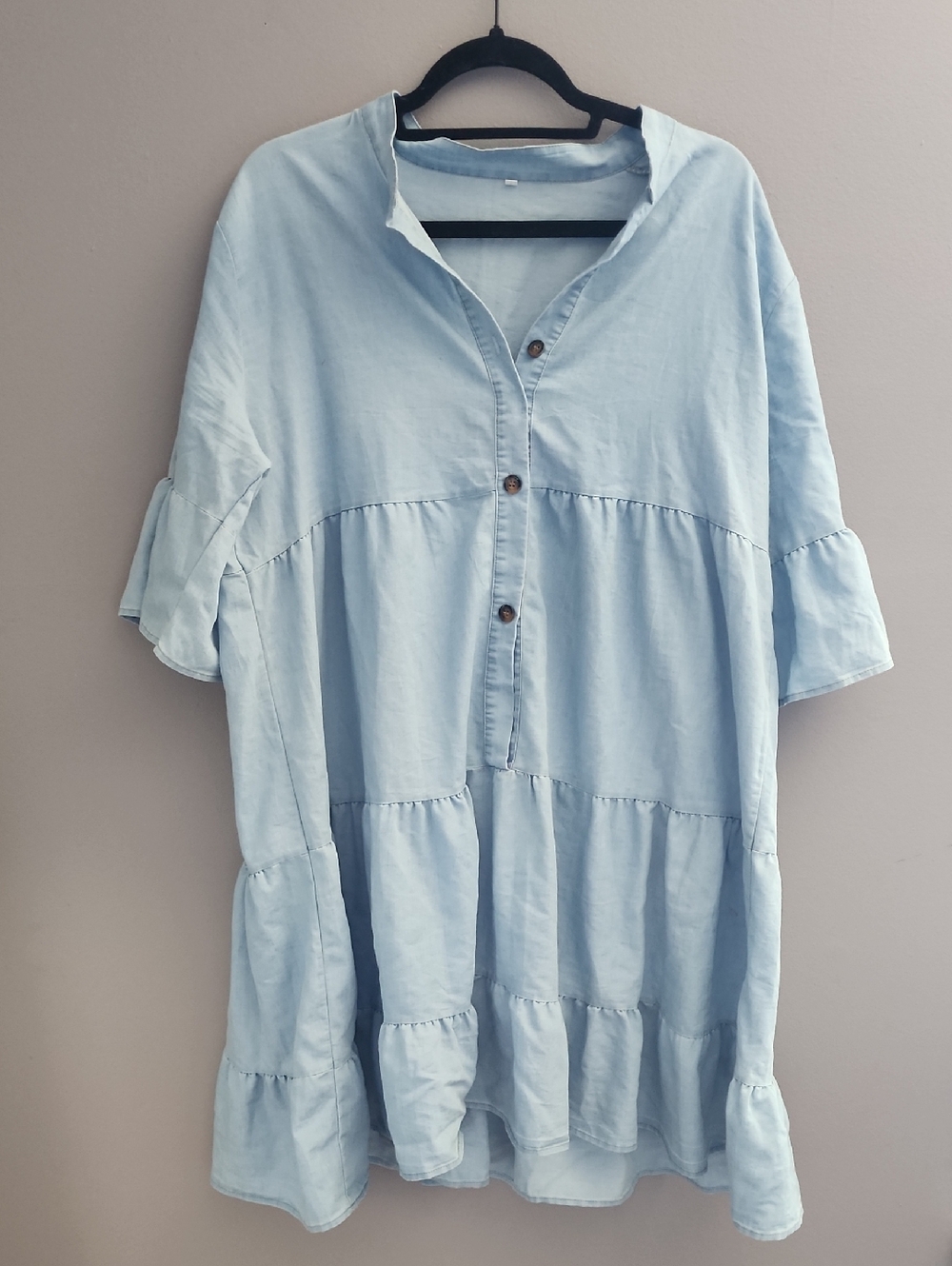 Light Blue Button-Front Tunic Top - 2XL